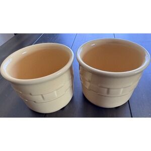 Longaberger Salt Crock Butternut One Pint Made In USA Set Of 2